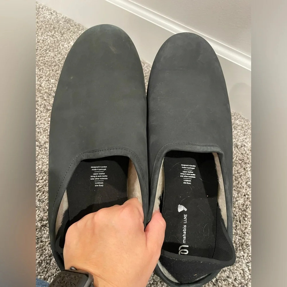 Mahabis Luxe men's black leather slippers, size 43 EU / 10 US - Picture 5 of 11